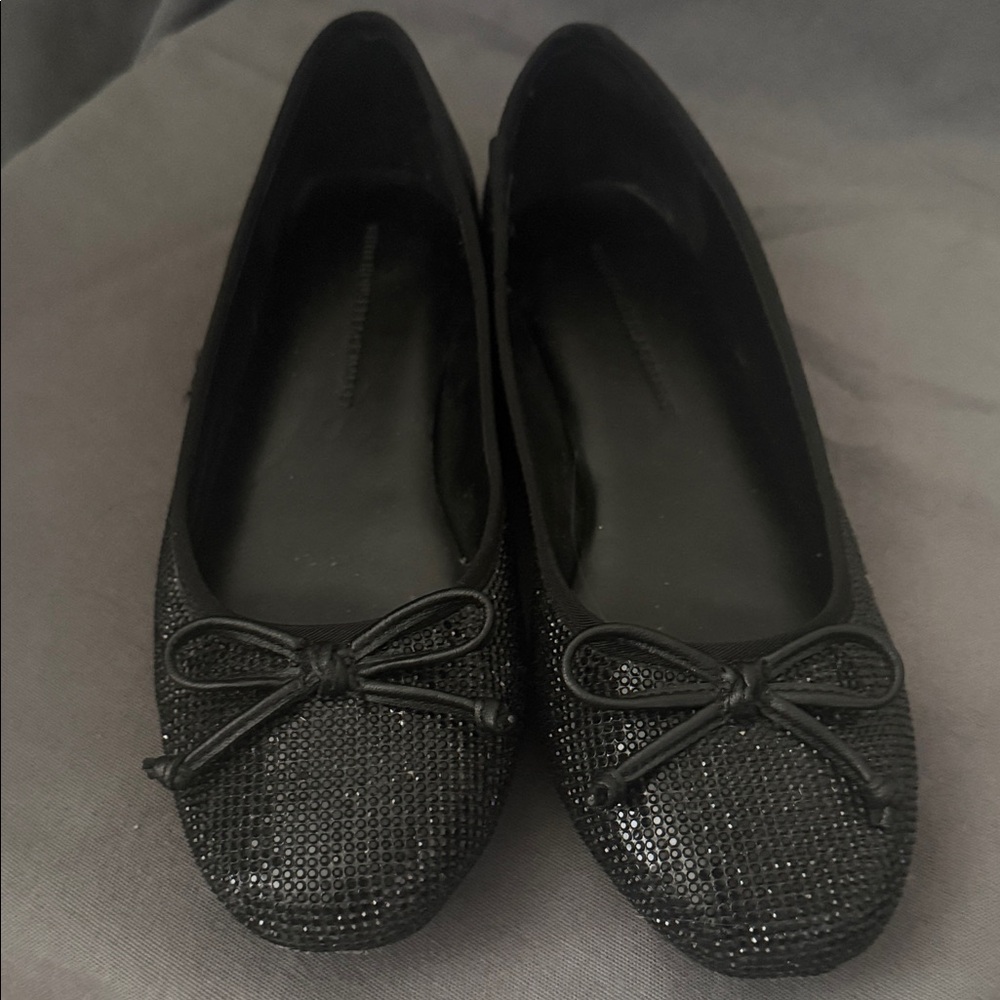 White House Black Market Sparkling Black Flats